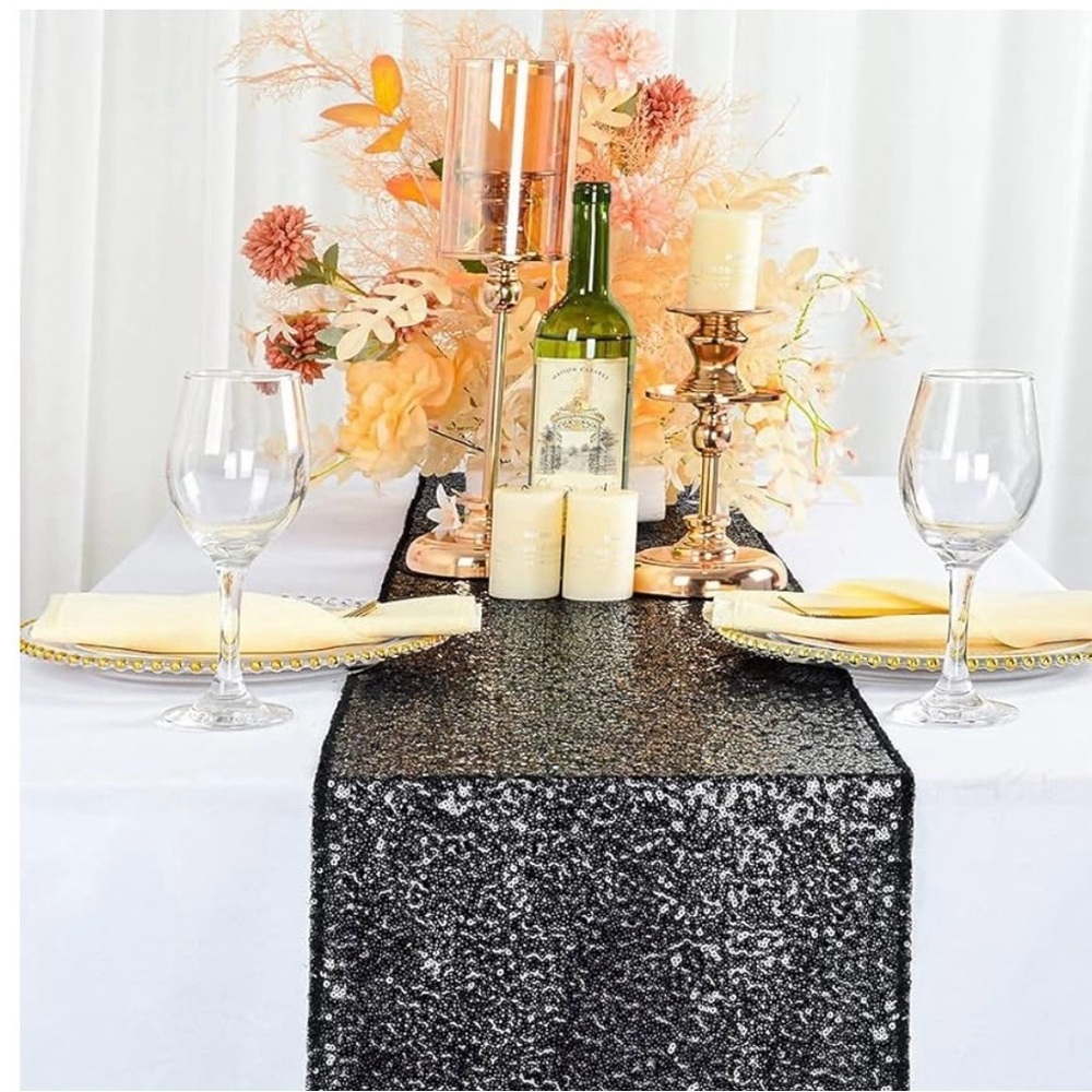 Black Sequin Table Runner